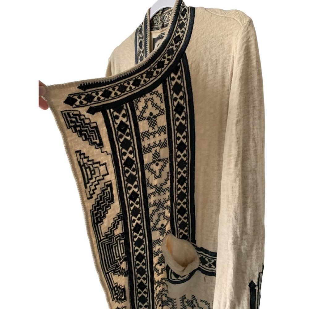 Johnny Was Biya Duster Cardigan Embroidered Sweater in Tan, size M - Picture 4 of 10